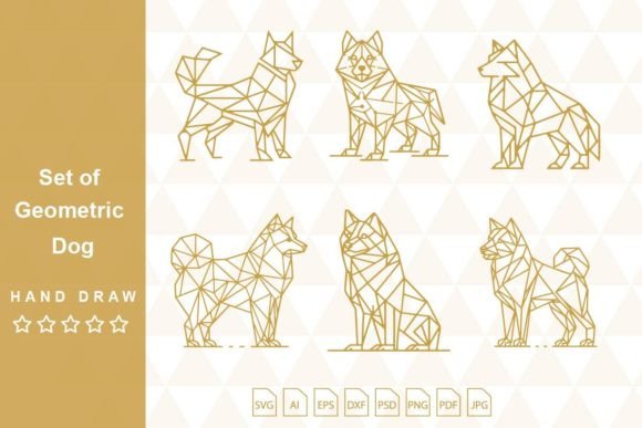 Download Set of Geometric Dog Polygonal Lines - Polygon Collection
