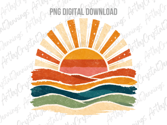 Download Vintage Sea Retro Ocean Sun Summer PNG - Sun Collection