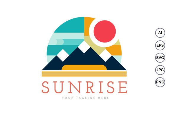 Download Mountain Sunrise Modern Geometric Logo - Sun Collection